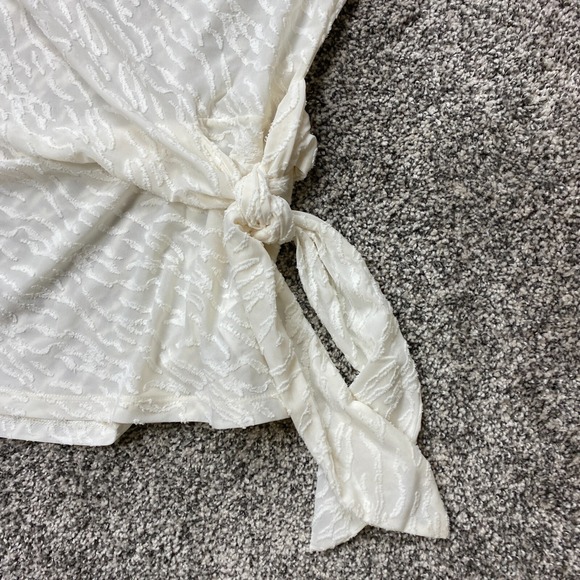 Michael Kors blouse womens small White Sheer Tie bow Summer overlay Elegant - Picture 2 of 9